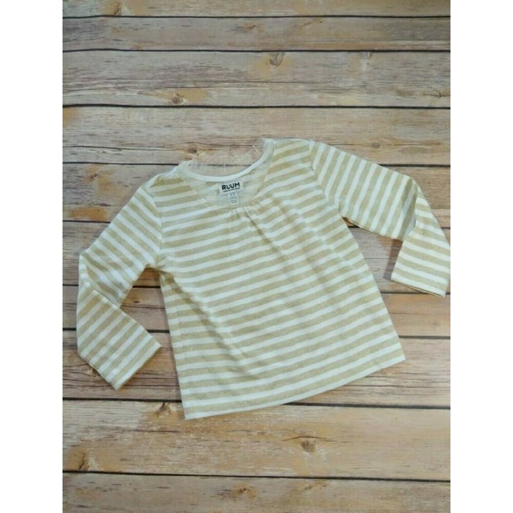 RUUM Gold Striped Long-sleeve Tee-Shirt 12M